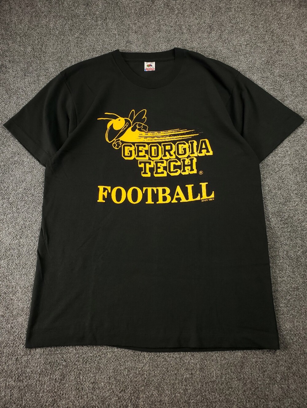 Vintage Georgia Tech Yellow Jackets Football Graphic Tee XL Black Single Stitch